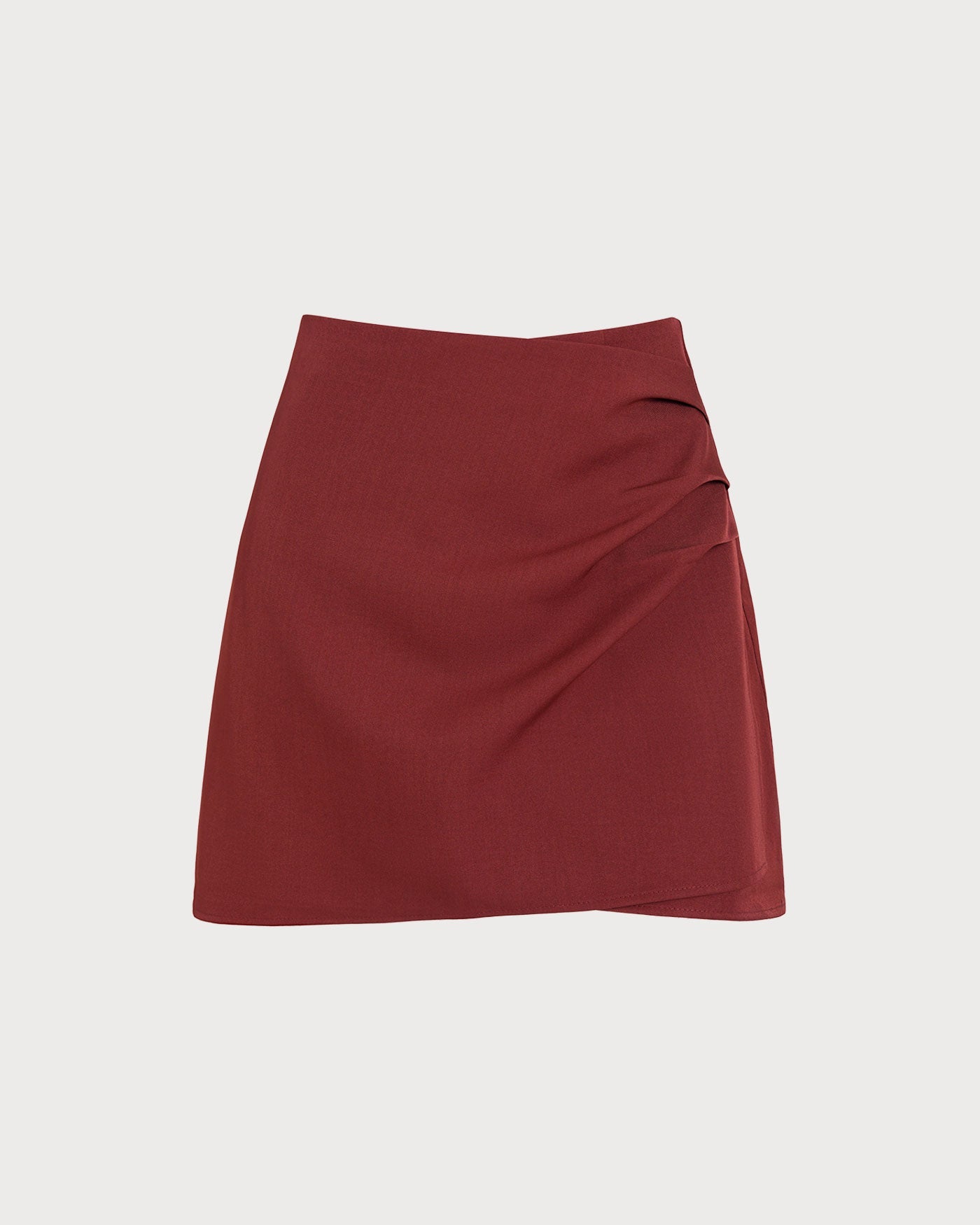 Red Ruched A-Line Mini Skirt | Rihoas