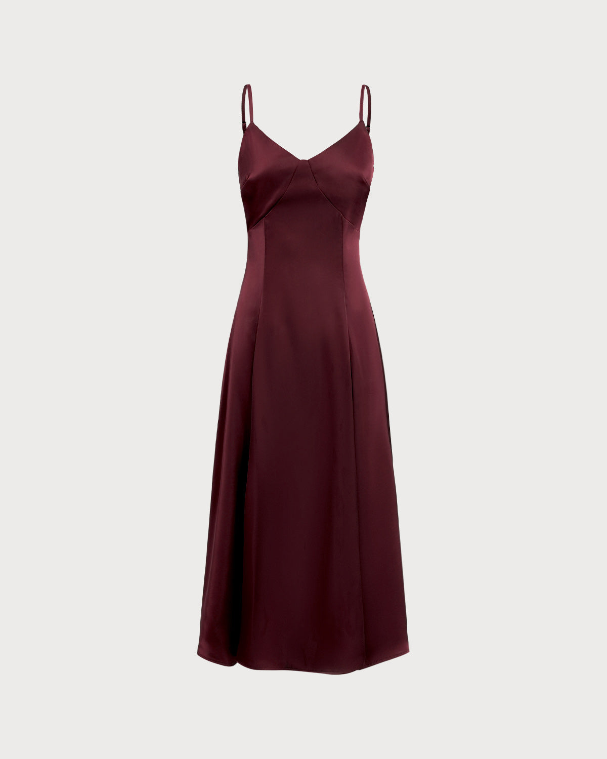 Wine Red Satin A-Line Slip Maxi Dress | Rihoas