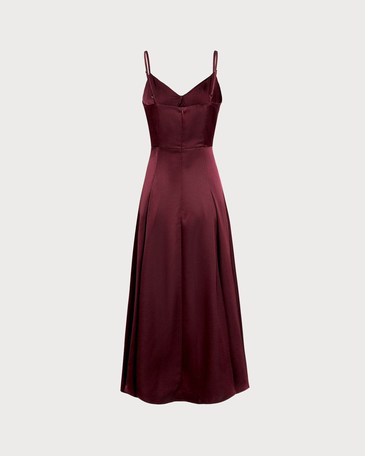 Wine Red Satin A-Line Slip Maxi Dress | Rihoas