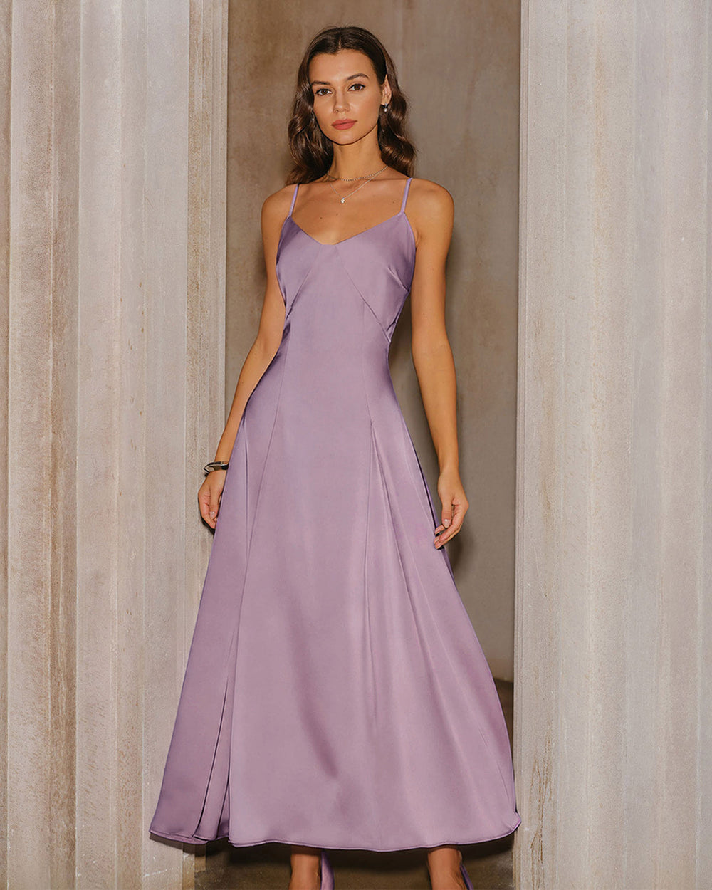 Purple Satin Slip Maxi Dress | Rihoas