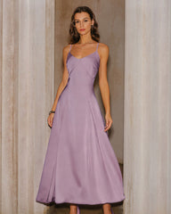 Purple Satin Slip Maxi Dress | Rihoas