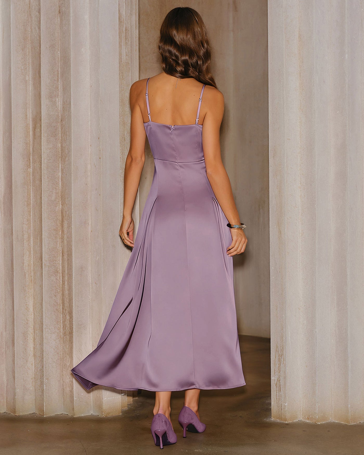 Purple Satin Slip Maxi Dress | Rihoas