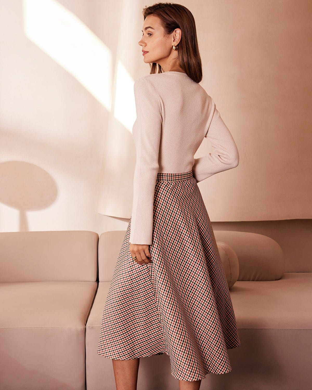 The Apricot Round Neck Button Up Knit Top | Rihoas