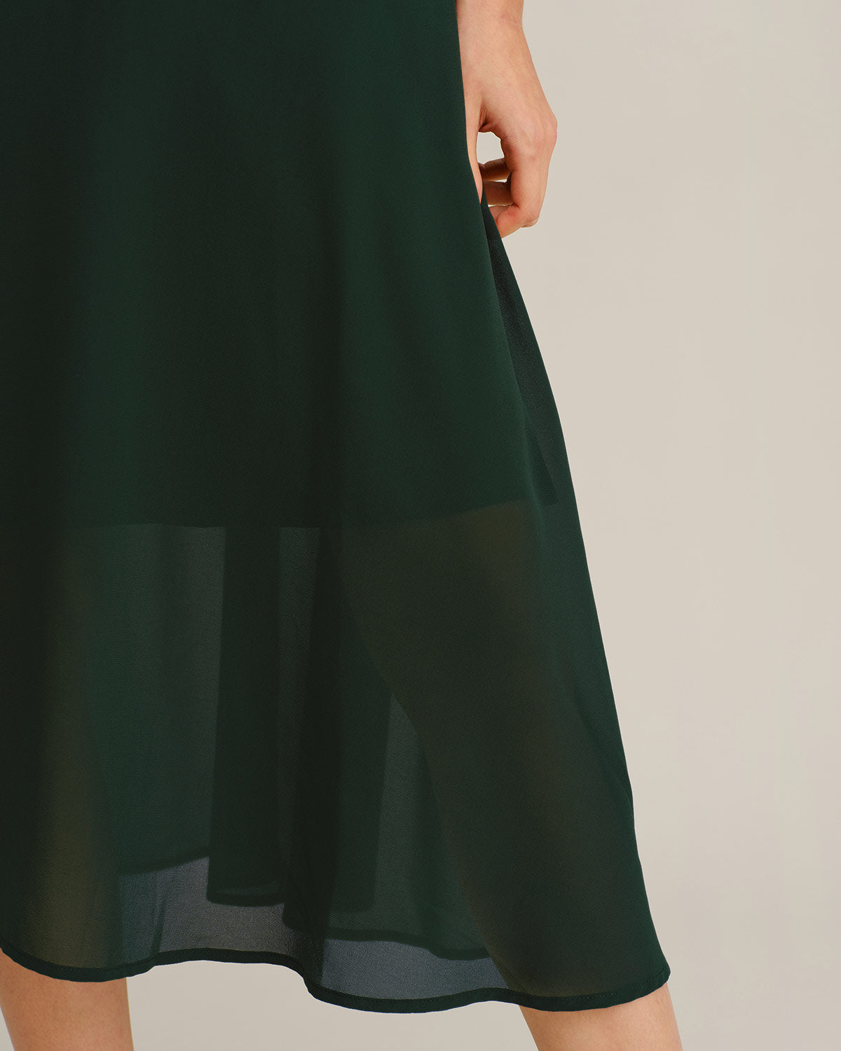 Green Chiffon A-Line Halter Midi Dress | Rihoas
