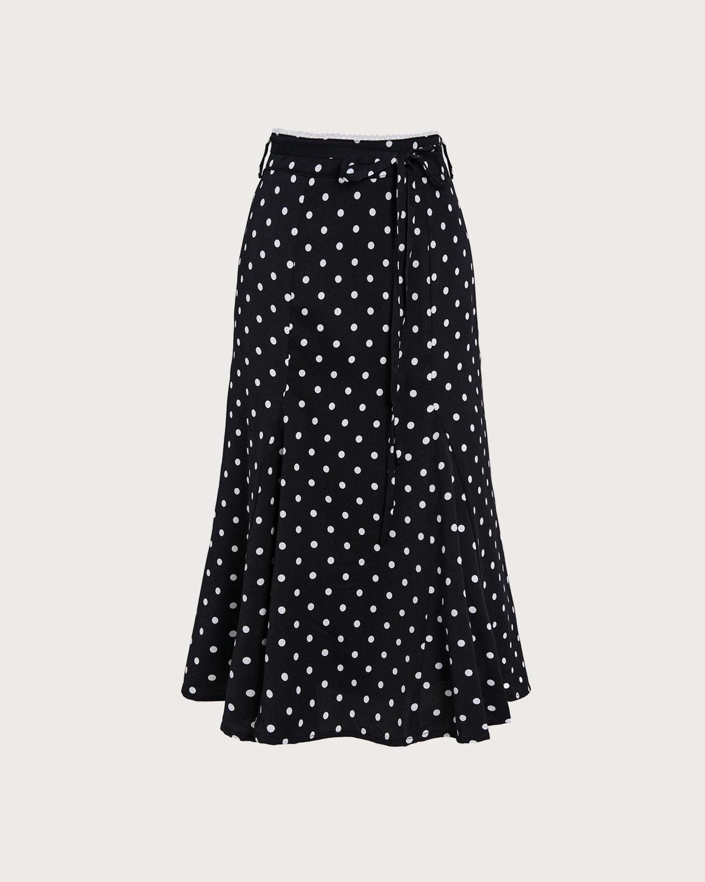 Black Polka Dot Mermaid Midi Skirt | Rihoas