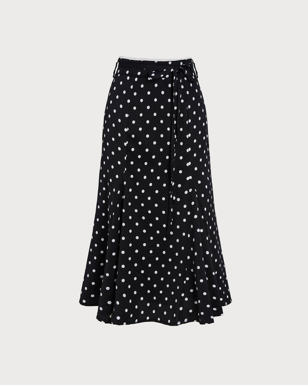 Black Polka Dot Mermaid Midi Skirt | Rihoas