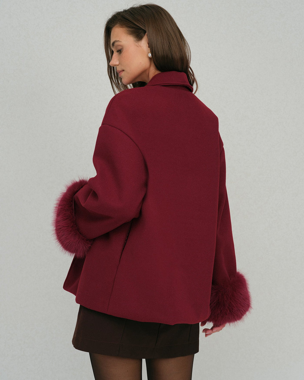 Wine Red Drawstring Jacket | Rihoas