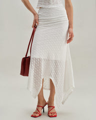 White Jacquard Mermaid Midi Skirt | Rihoas