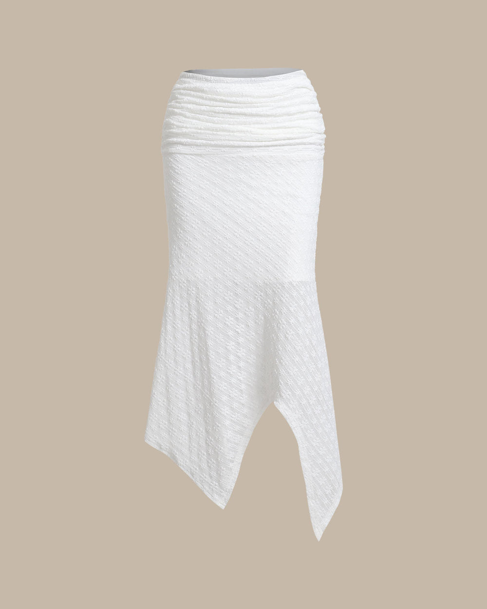 White Jacquard Mermaid Midi Skirt | Rihoas