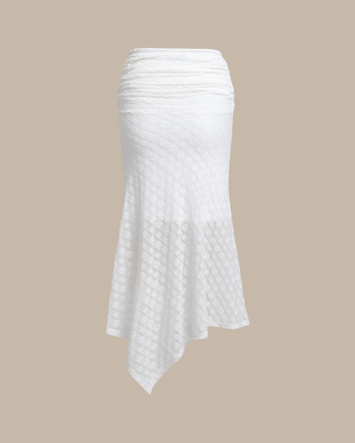 White Jacquard Mermaid Midi Skirt | Rihoas