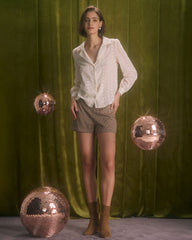 The Apricot Lapel Floral Embroidery Blouse | Rihoas