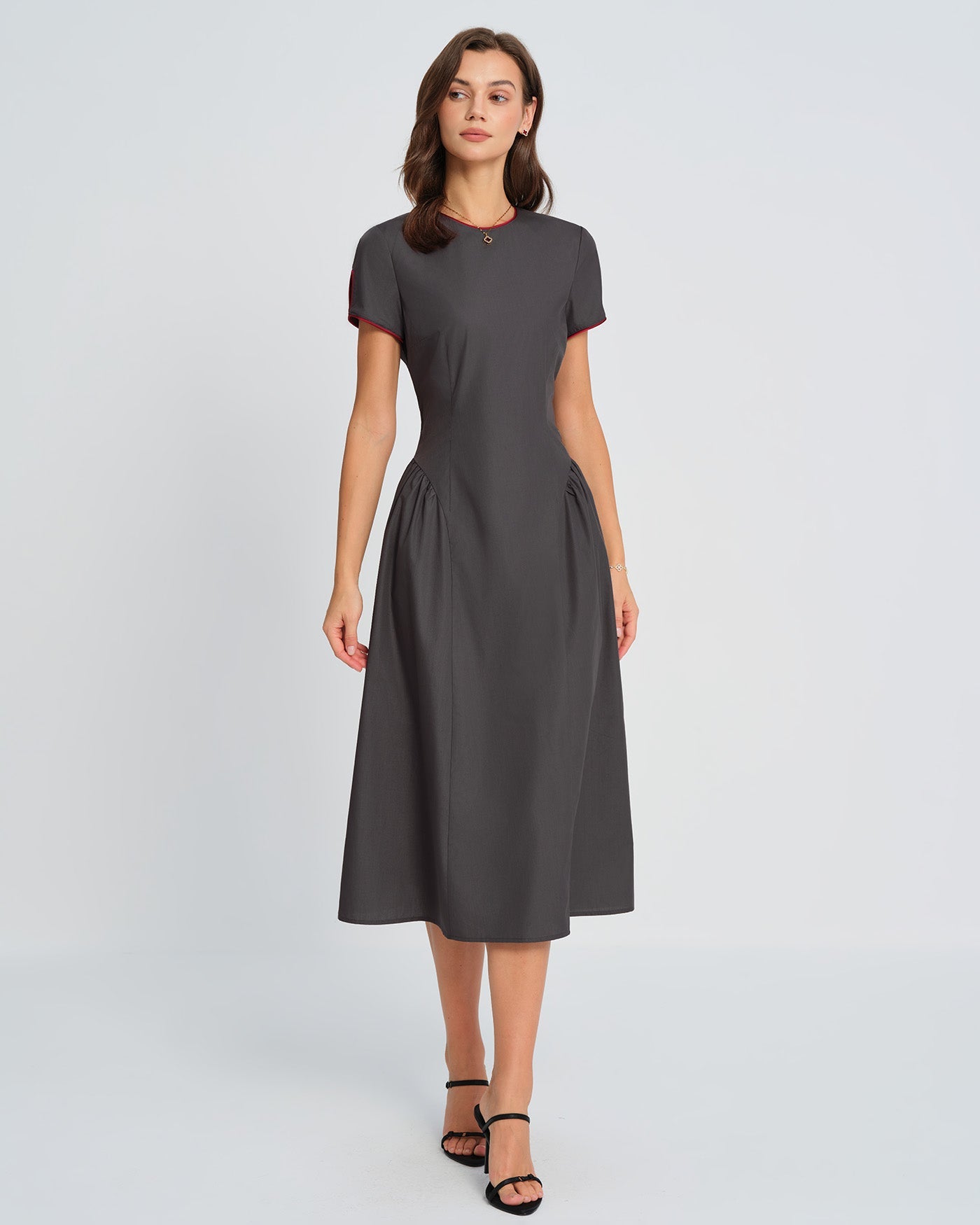 Round Neck Midi Dress | Rihoas