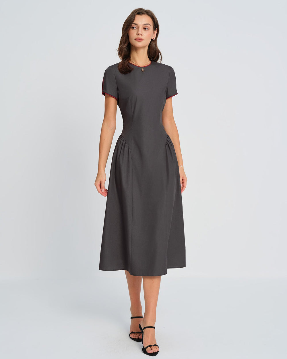 Round Neck Midi Dress | Rihoas