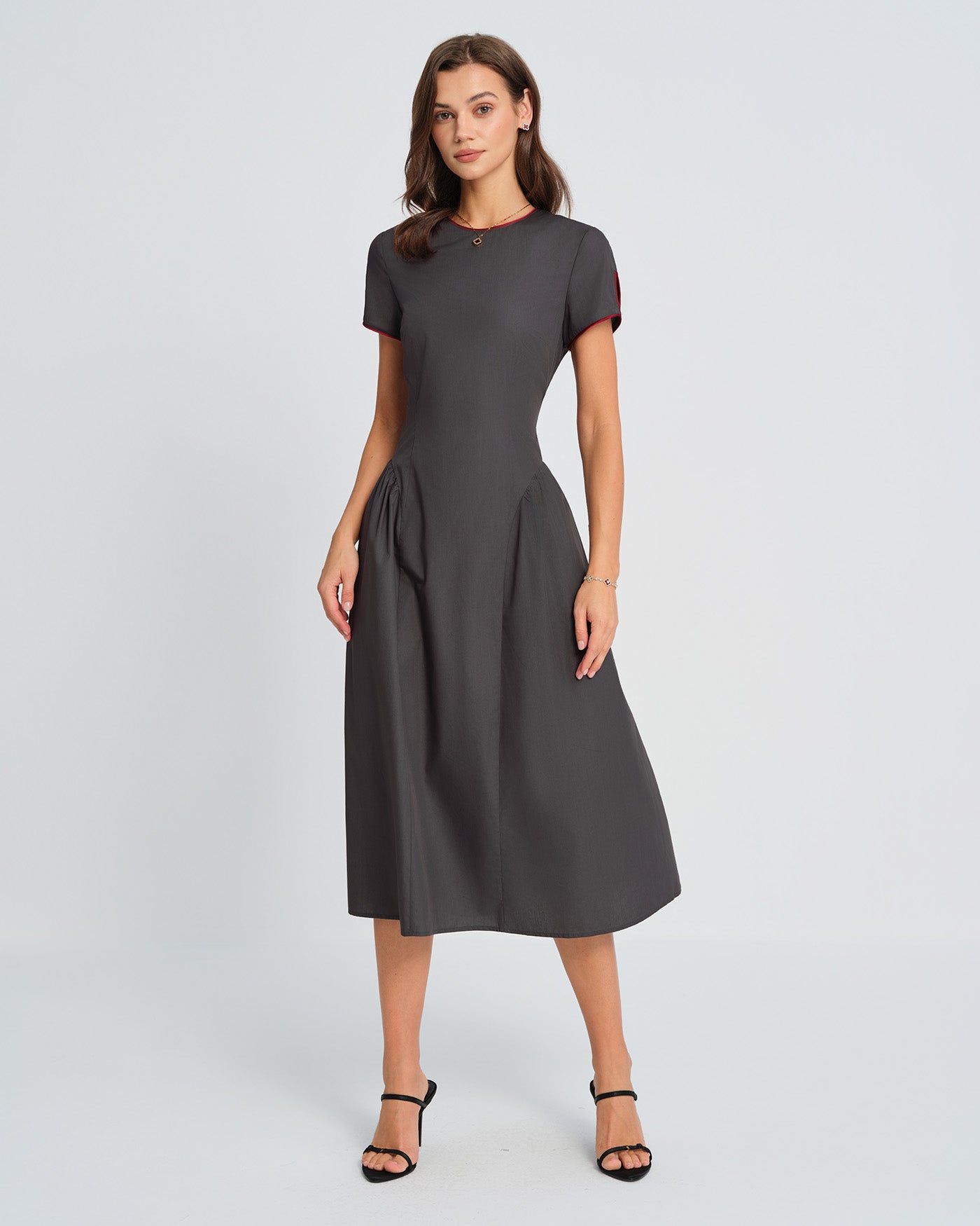 Round Neck Midi Dress | Rihoas
