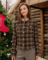 Brown Plaid Single Breasted Jacket | Rihoas