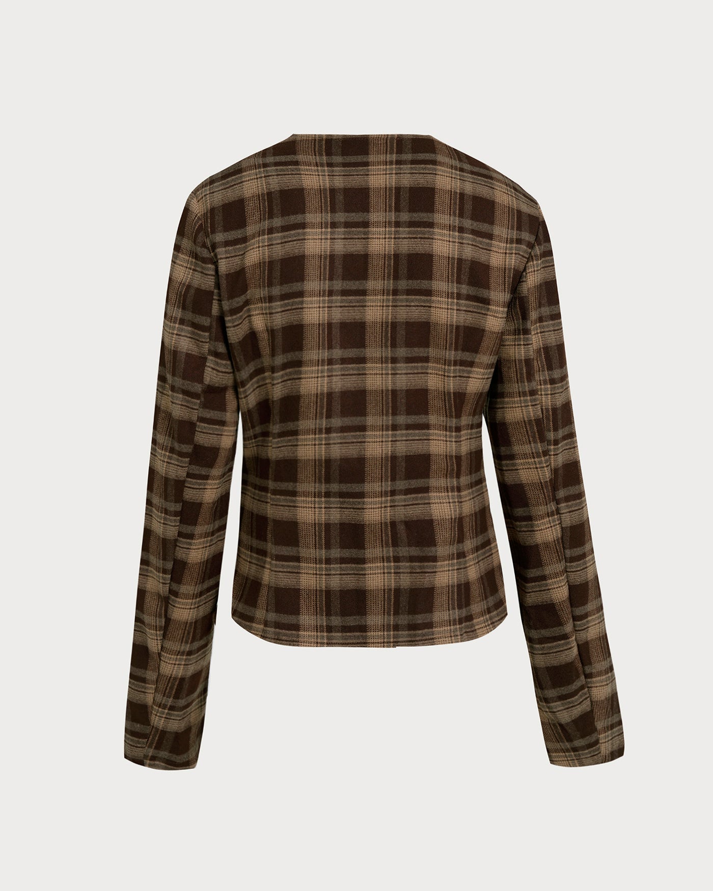 Brown Plaid Single Breasted Jacket | Rihoas