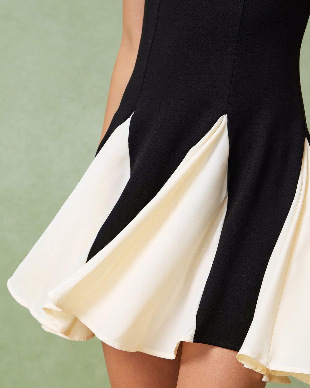 Black Contrast Slip Mini Dress | Rihoas