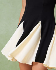 Black Contrast Slip Mini Dress | Rihoas