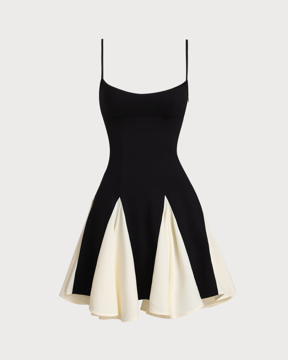 Black Contrast Slip Mini Dress | Rihoas