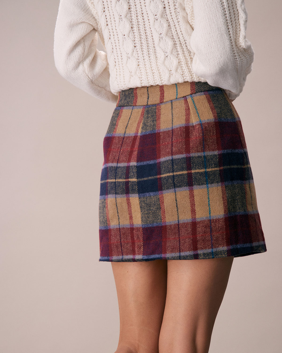 The Red Plaid Zipper Fly Tweed Mini Skirt | Rihoas
