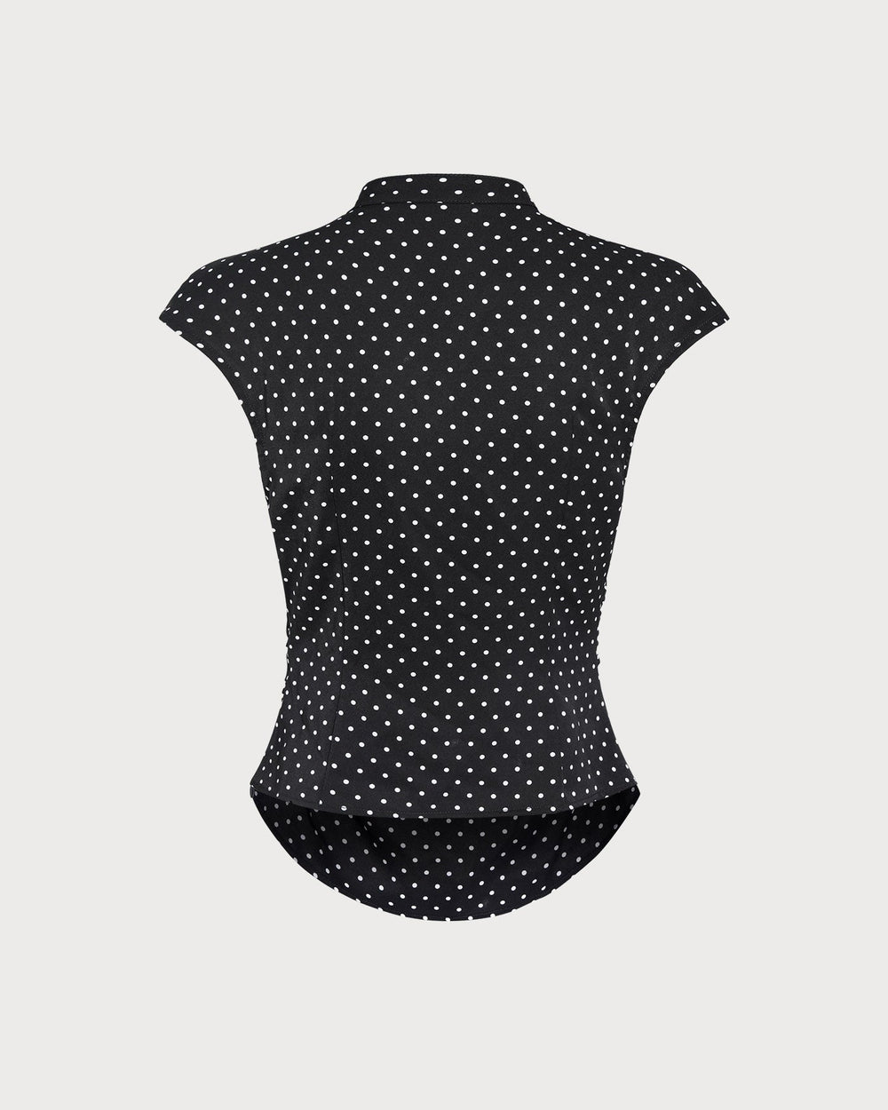 Black Polka Dot Mandarin Collar Tee | Rihoas