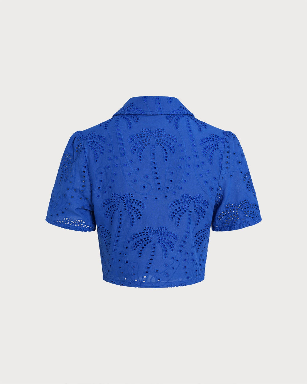 Blue Textured Button Collar Blouse | Rihoas