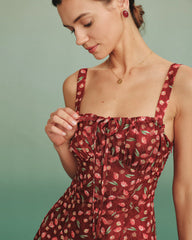 Red Tie Floral Slip Mini Dress | Rihoas