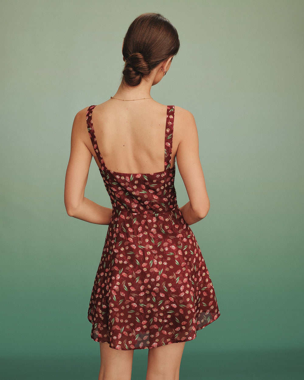 Red Tie Floral Slip Mini Dress | Rihoas