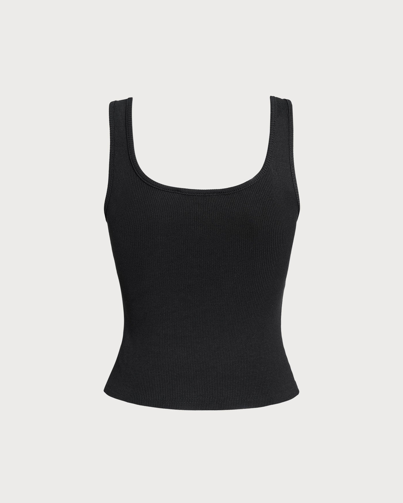 The Black V Neck Ribbed Knit Tank Top | Rihoas