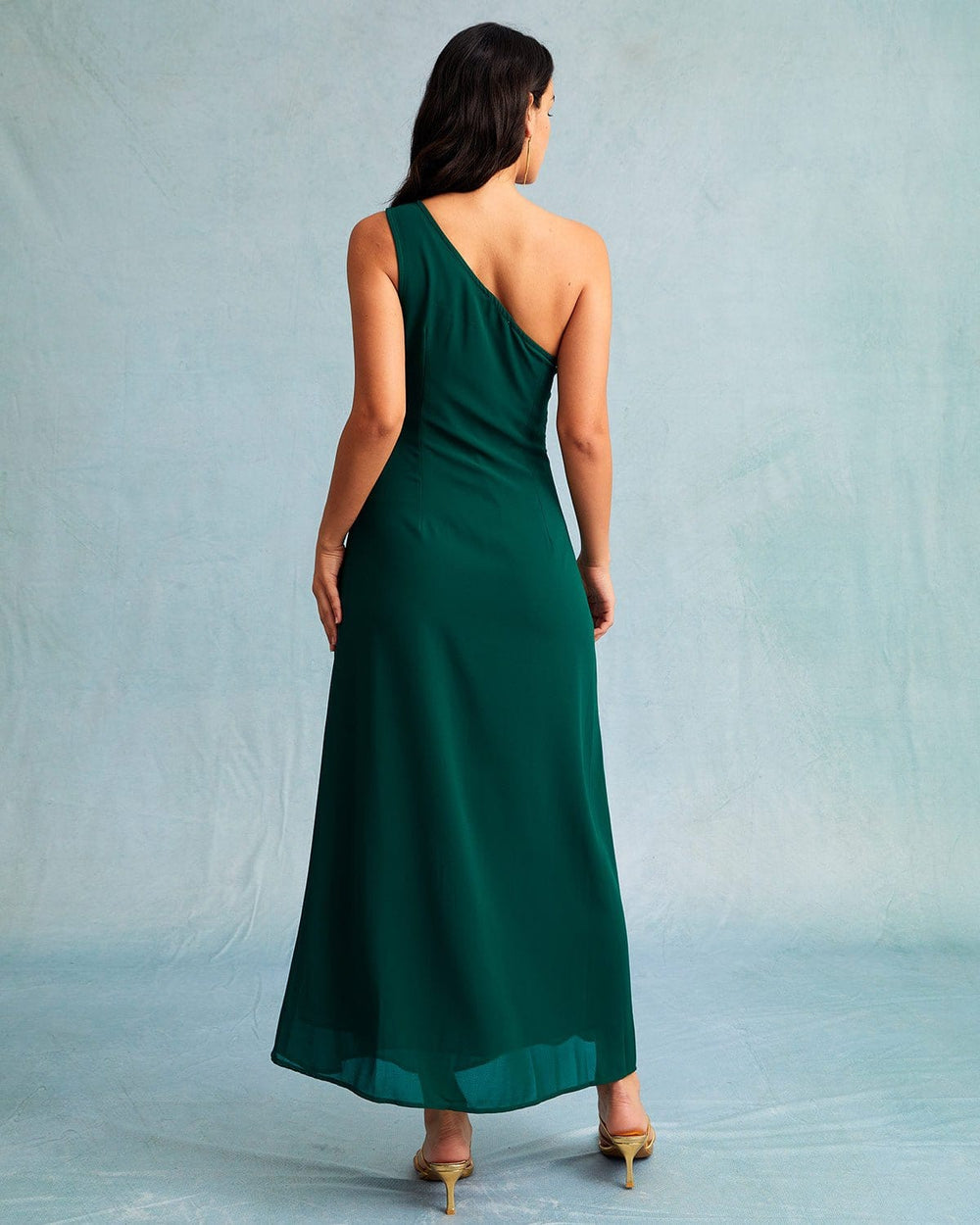 The Green One Shoulder Sleeveless Maxi Dress | Rihoas