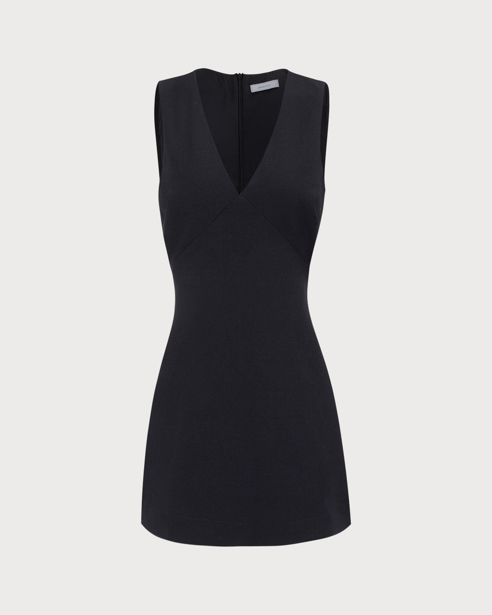 Women's Black V-Neck Sleeveless Mini Dress | Rihoas
