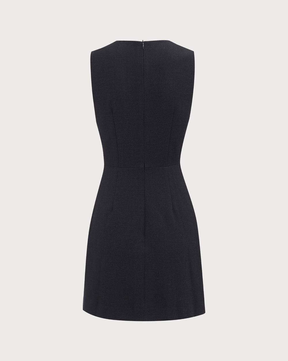 Women's Black V-Neck Sleeveless Mini Dress | Rihoas