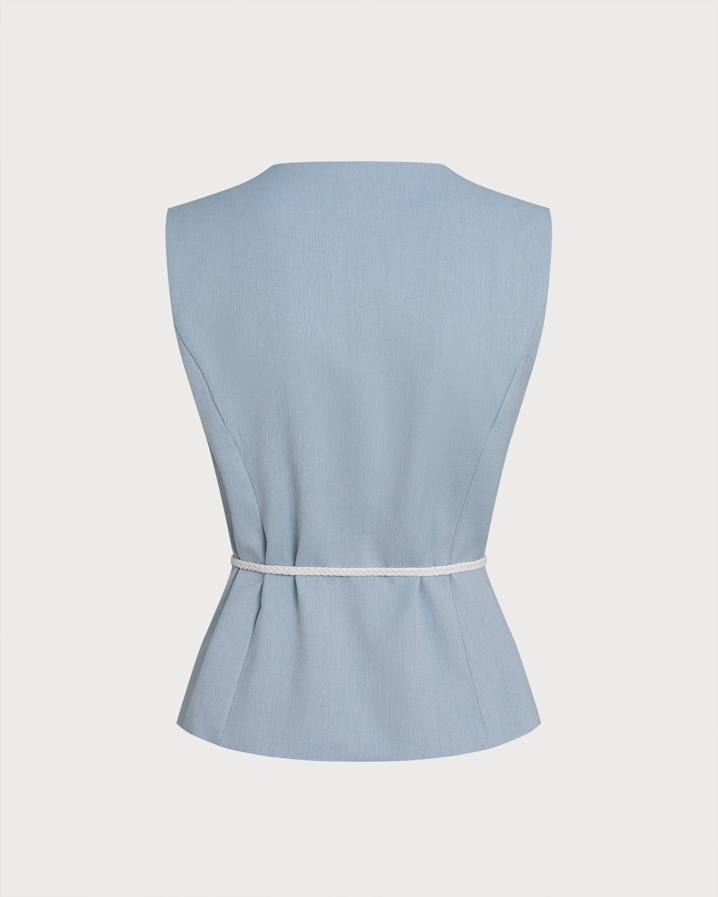 Blue Single Breasted Belt Vest | Rihoas