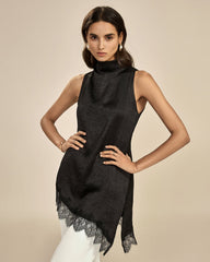 Black Lace Turtle Tank Top | Rihoas