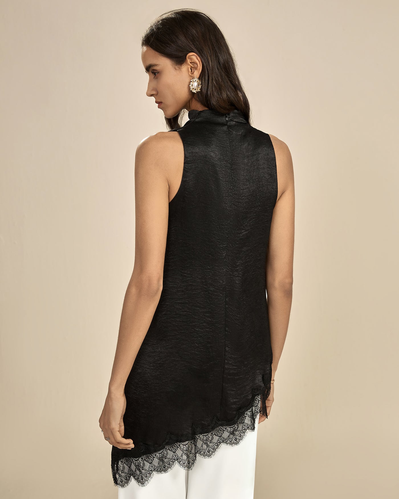 Black Lace Turtle Tank Top | Rihoas