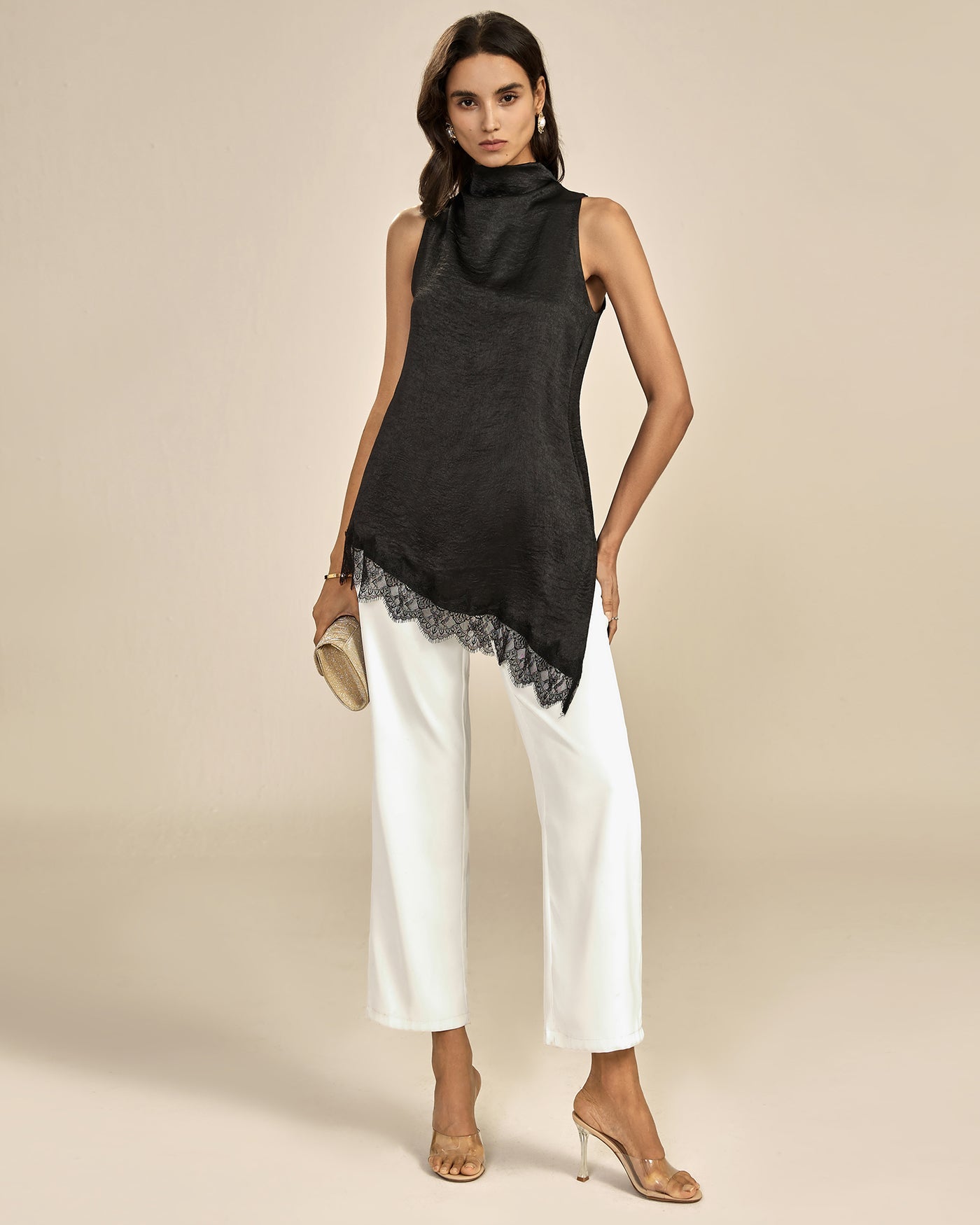 Black Lace Turtle Tank Top | Rihoas