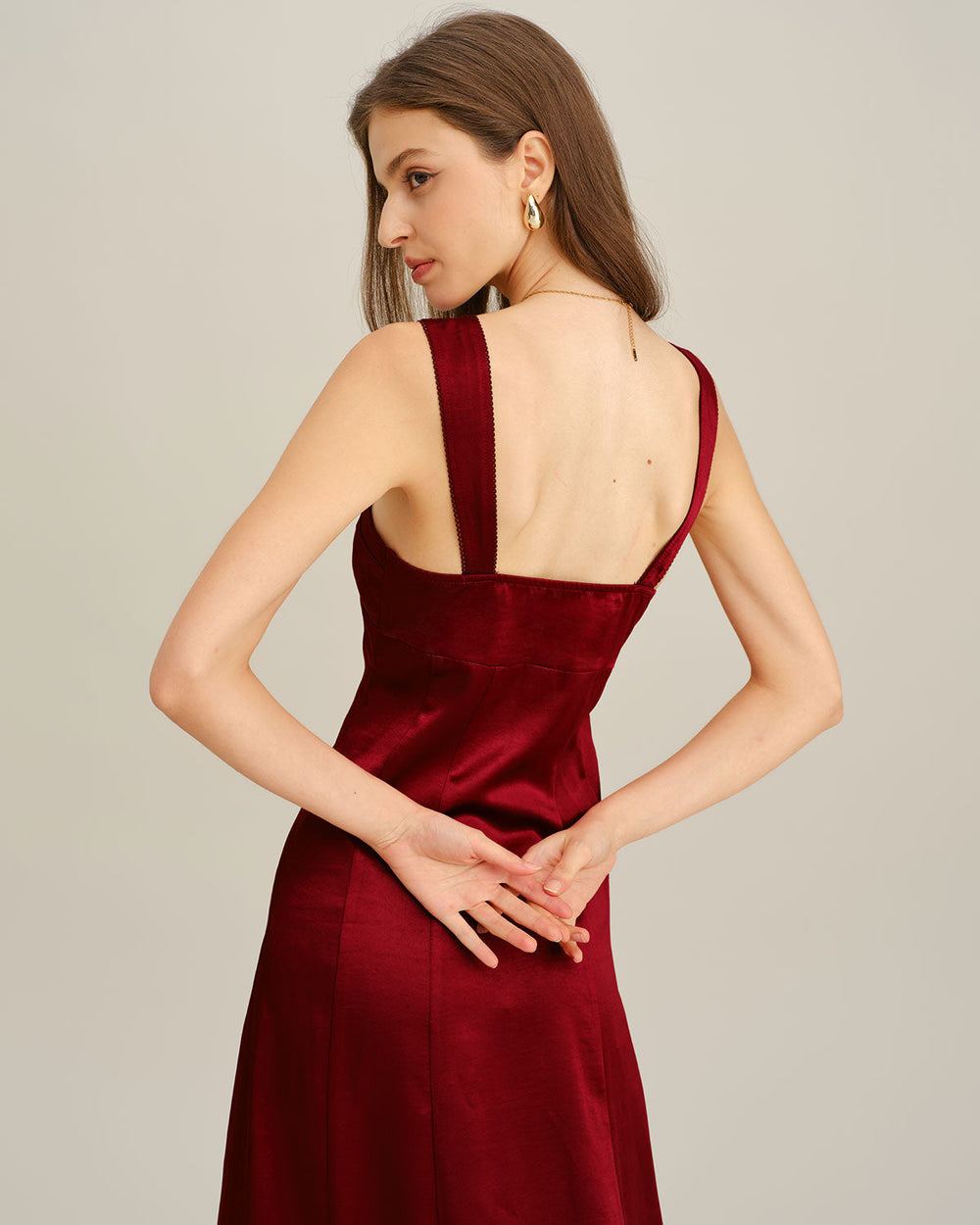 Red Sweetheart Neck A-Line Maxi Dress | Rihoas
