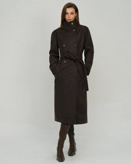 Coffee Belted Pocket Trench Coat | Rihoas