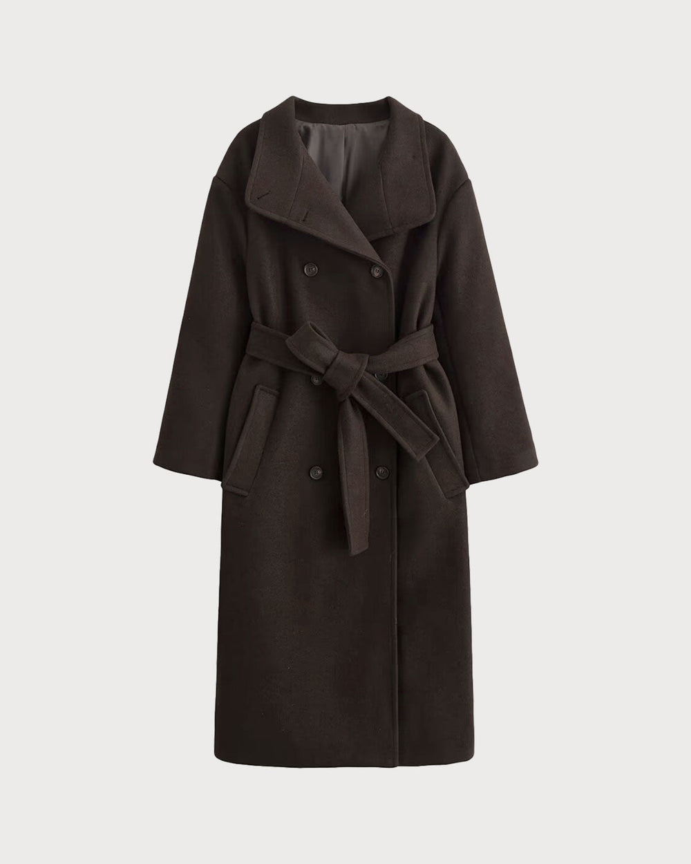 Coffee Belted Pocket Trench Coat | Rihoas