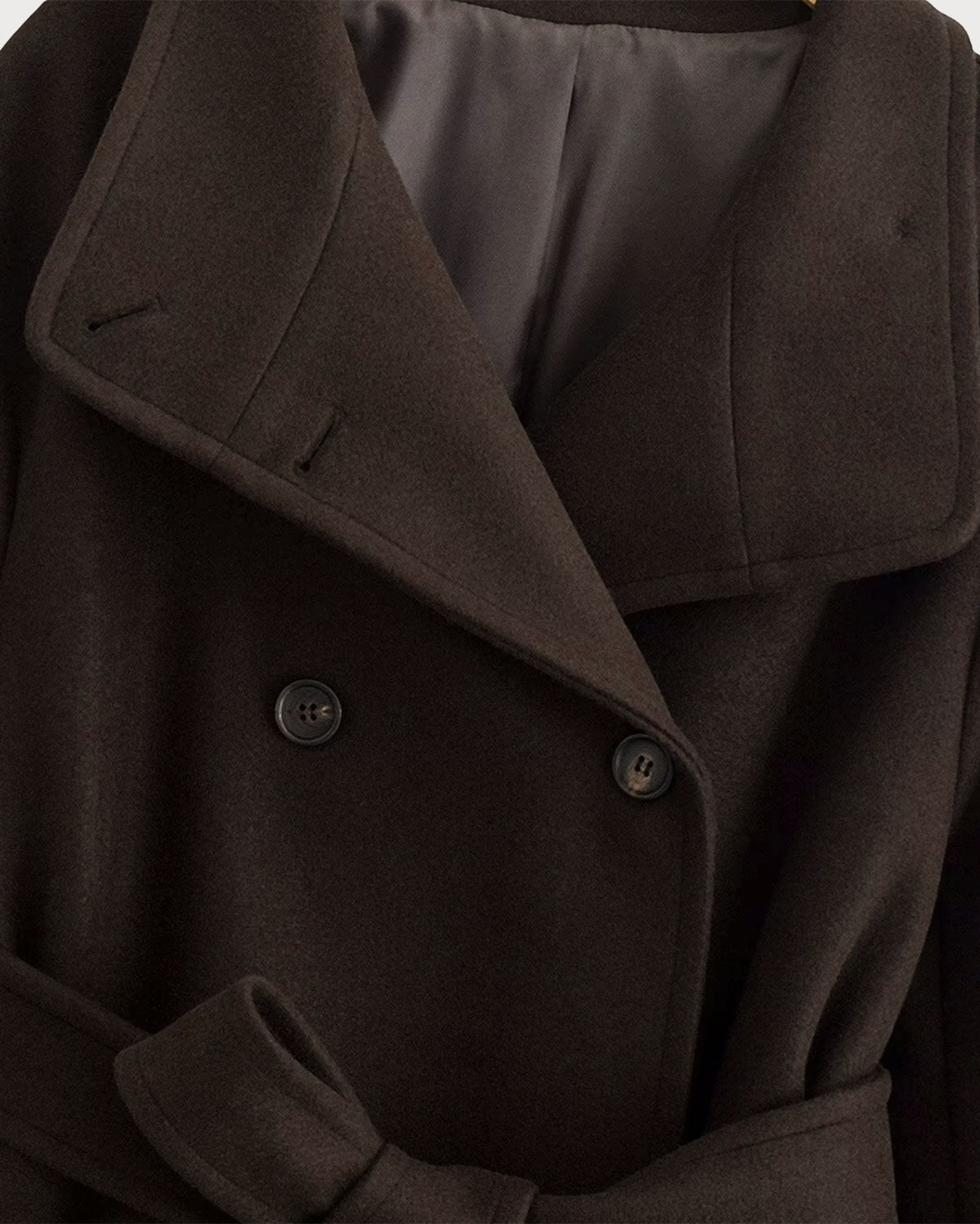 Coffee Belted Pocket Trench Coat | Rihoas