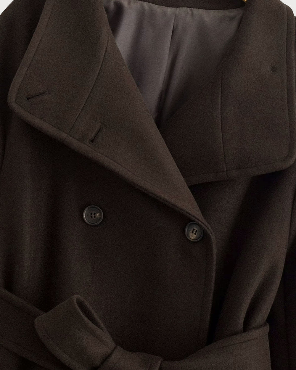 Coffee Belted Pocket Trench Coat | Rihoas