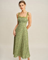 Green Floral Lace Maxi Dress | Rihoas
