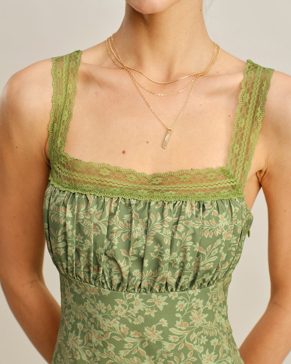 Green Floral Lace Maxi Dress | Rihoas