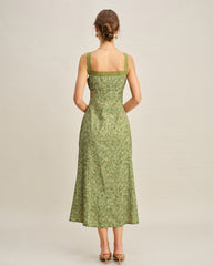 Green Floral Lace Maxi Dress | Rihoas