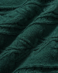 Green Scalloped Lantern Sleeve Sweater | Rihoas
