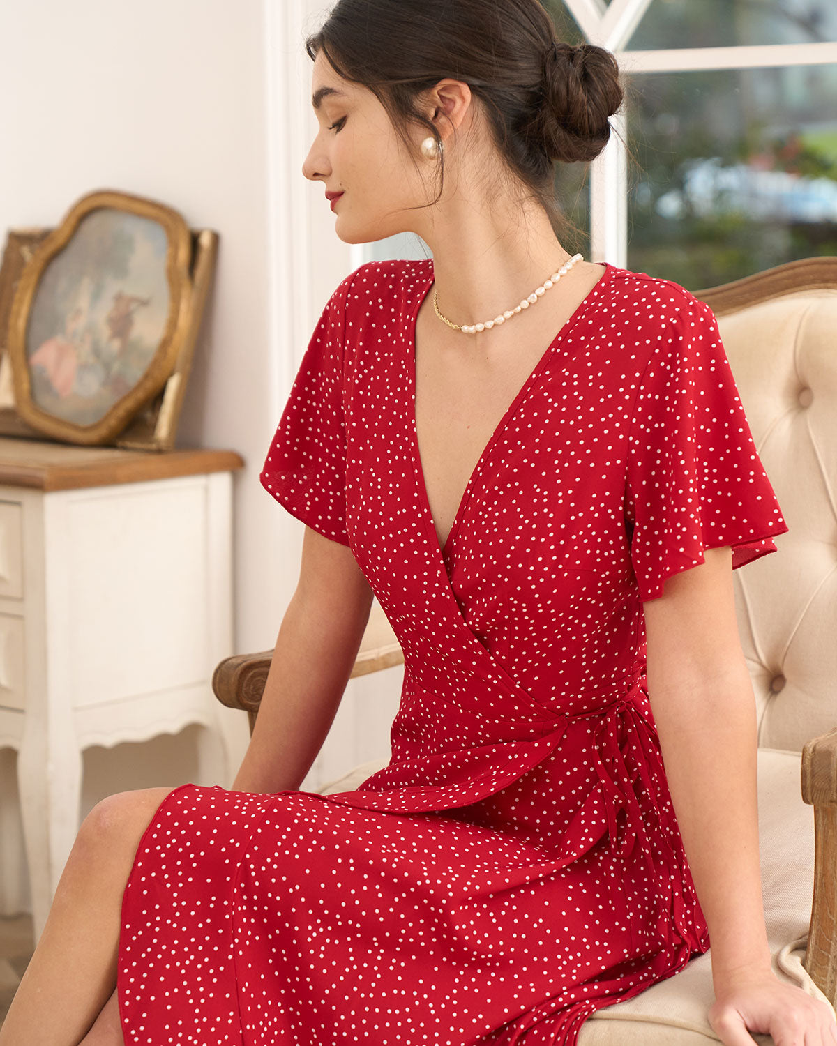 The Polka Dot Ruffle Wrap Dress | Rihoas