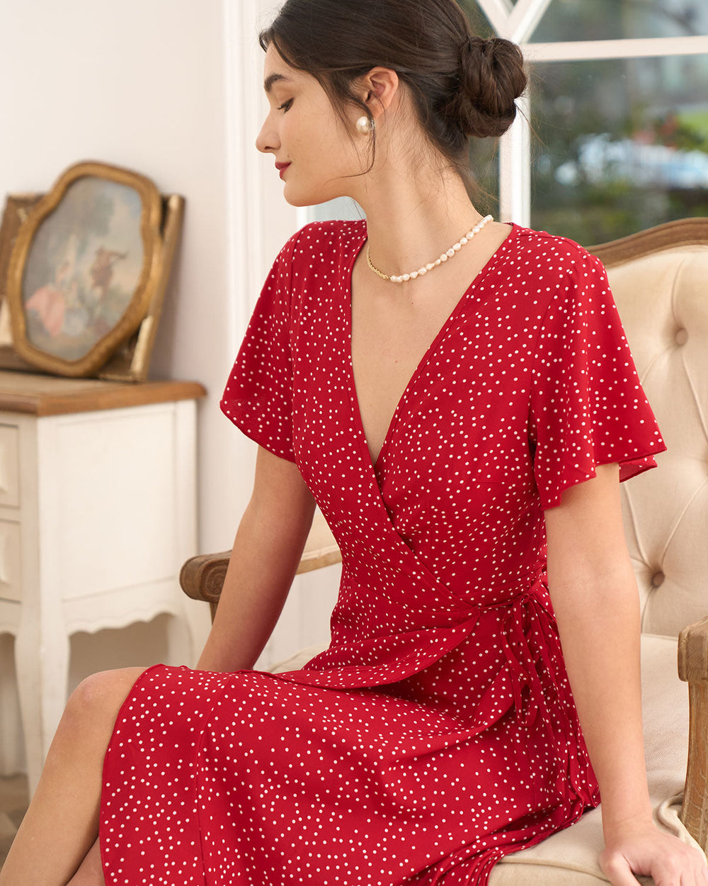 The Polka Dot Ruffle Wrap Dress | Rihoas