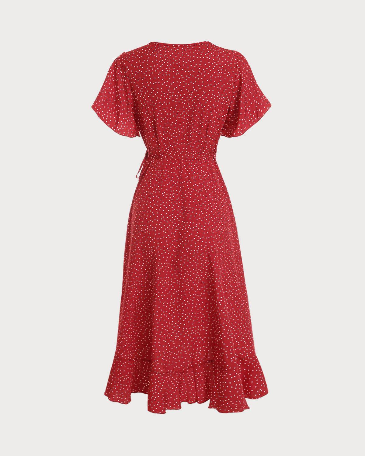 The Polka Dot Ruffle Wrap Dress | Rihoas