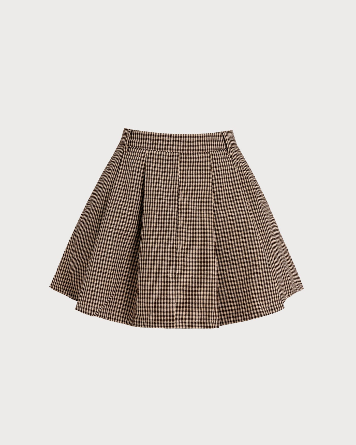 Brown Plaid Ruched Skirt | Rihoas