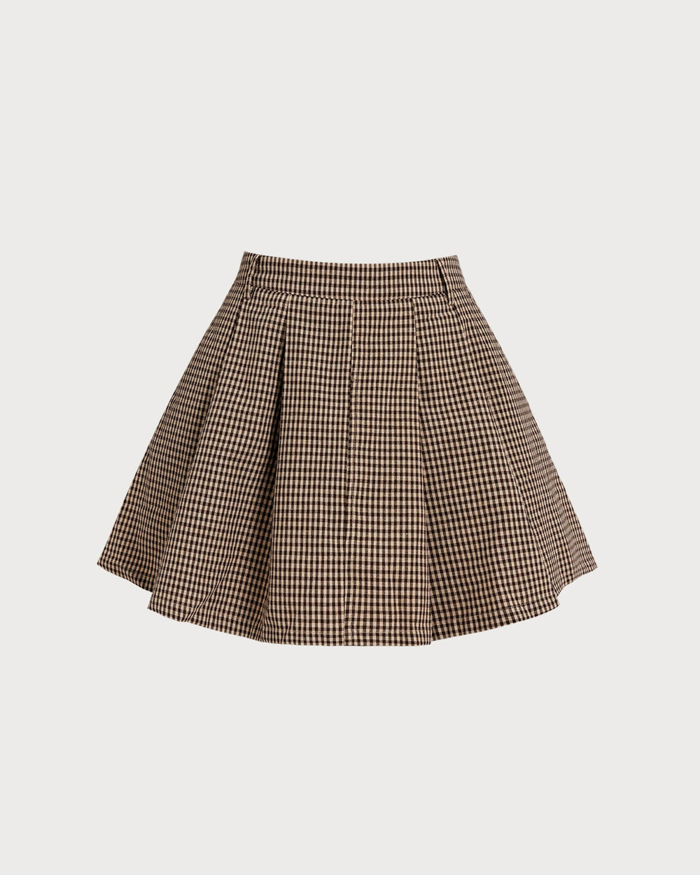 Brown Plaid Ruched Skirt | Rihoas